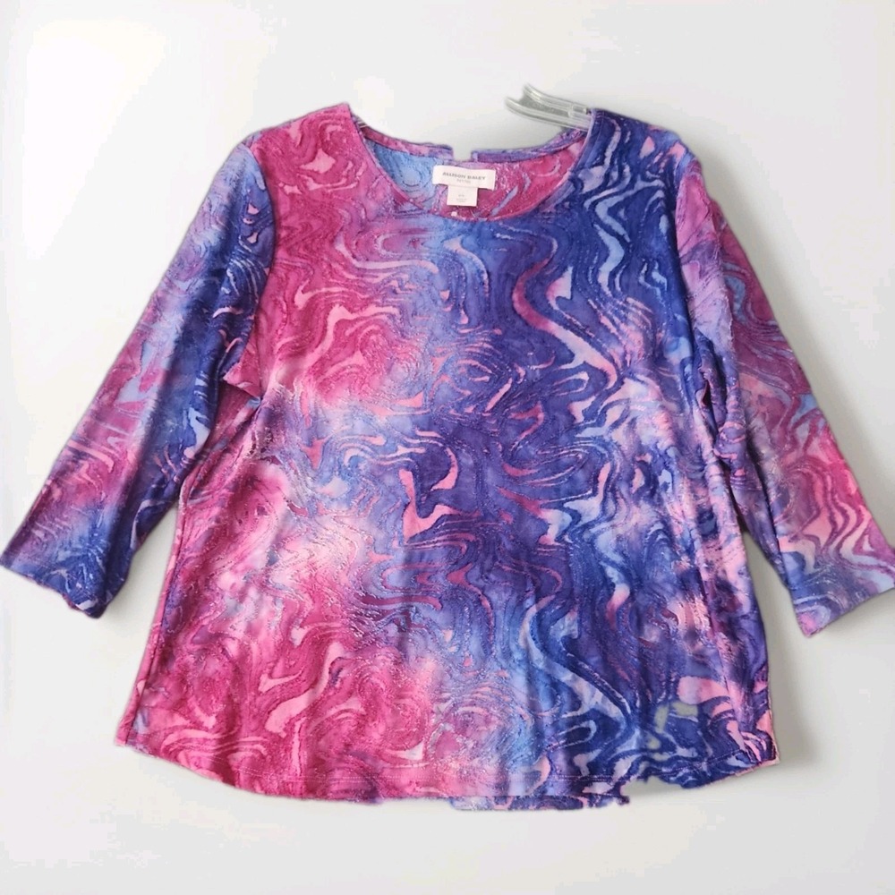 Allison Daley Colorful Blouse Abstract Womens PL Bohemian Artist Textured NWT